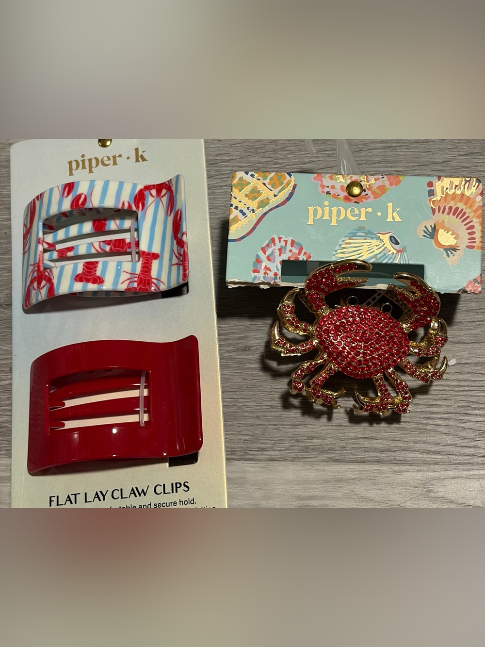 Piper Red Crab Claw and Flat Hair Claw Clips